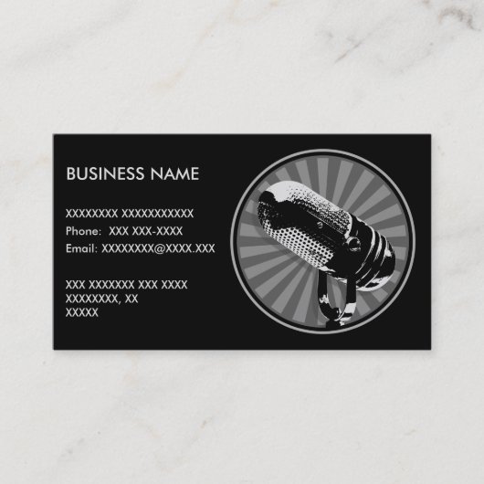 Retro-Mikrofon Grafik Visitenkarte (Vorderseite)