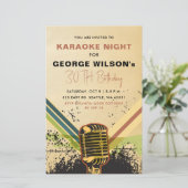 Retro-Mikrofon Karaoke-Party Einladung (Stehend Vorderseite)