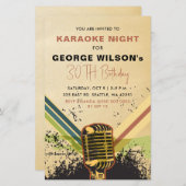 Retro-Mikrofon Karaoke-Party Einladung (Vorne/Hinten)