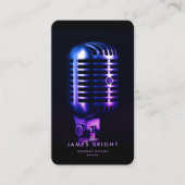 Retro Mikrofon Shinny Blue Lila Visitenkarte (Vorderseite)