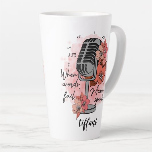 Retro-Mikrofon, wenn Wörter Musik Versage Milchtasse (Rechte Ecke)