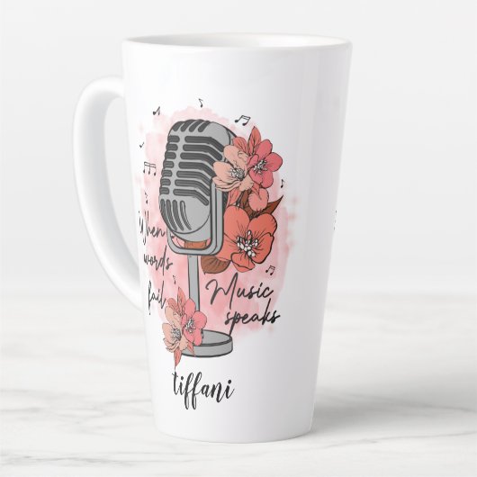 Retro-Mikrofon, wenn Wörter Musik Versage Milchtasse (Linke Ecke)