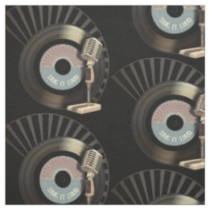 Retro Mikrophon und Vinyl 45 Schallplatte Stoff