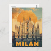 Retro Milan Kathedrale Postkarte (Vorne/Hinten)