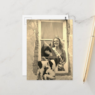 Retro-Milchprinzessin-Collage Sepia Postkarte