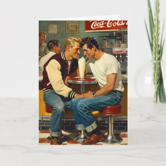 Retro-Milchshake-Umarmung Karte (Vorderseite)