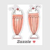 Retro-Milchshakes in Aquarellfarben Zeichnend Aufk Aufkleber (Blatt)