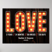 Retro Milestone 2nd Anniversary Personalized Love Poster (Vorne)