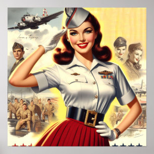Retro-Militär-Pin-up Poster
