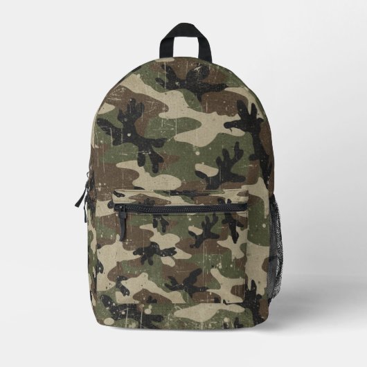 Retro Military Camouflage Pattern Bedruckter Rucksack (Vorderseite)