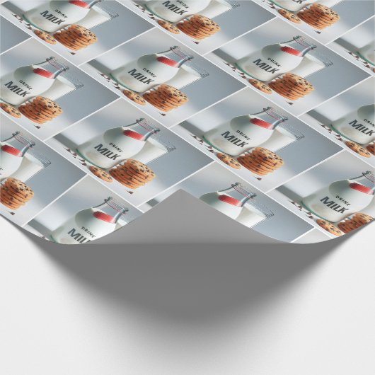 Retro Milk Flasche mit Schokolade Chip Cookies Geschenkpapier (Ecke)