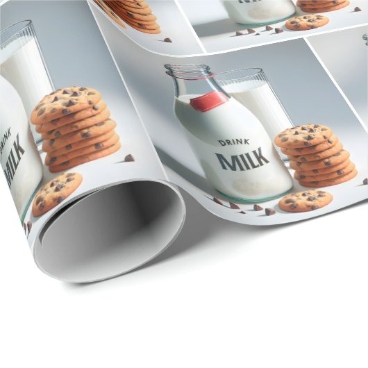 Retro Milk Flasche mit Schokolade Chip Cookies Geschenkpapier (Rolleneckpunkt)