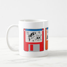 Retro-Millennial-Core-Disketten mit Labels Kaffeetasse