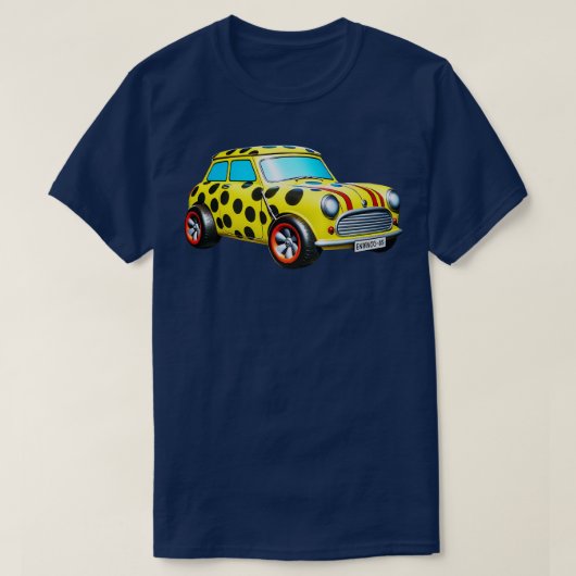 Retro Mini Cooper Whimsical PolkaDotted Vehicle il T-Shirt (Design vorne)