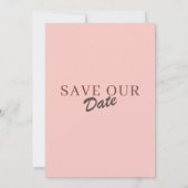 Retro Minimal Blush Pink Save The Date Wedding Einladung (Rückseite)
