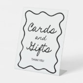 Retro Minimal Brautparty Karten und Geschenke-Zeic Sockelschild (Vorderseite)