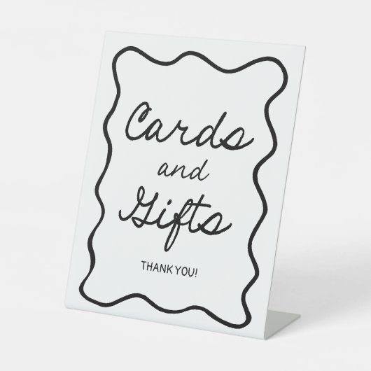 Retro Minimal Brautparty Karten und Geschenke-Zeic Sockelschild (Vorderseite)