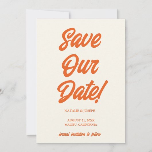 Retro Minimal Bright Funky Bold Moderne Hochzeit Save The Date (Vorderseite)