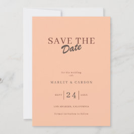 Retro Minimal Coral Peach Save The Date Wedding Einladung