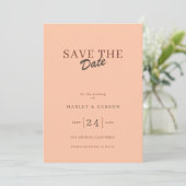 Retro Minimal Coral Peach Save The Date Wedding Einladung (Stehend Vorderseite)