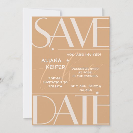 Retro Minimal karierte Muster Beige Hochzeit Save The Date (Vorderseite)