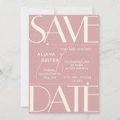 Retro Minimal kariertes Muster rosa Hochzeit Save The Date (Vorderseite)