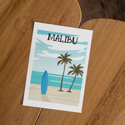 Retro Minimal Malibu California Beach Travel Postkarte