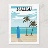 Retro Minimal Malibu California Beach Travel Postkarte (Vorderseite)