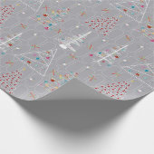Retro Minimal Weihnachtsbaumen Grau Weihnachten Geschenkpapier (Ecke)