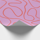 Retro Minimale Abstrakte Linien in Orange und Pink Geschenkpapier (Ecke)