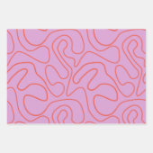 Retro Minimale Abstrakte Linien in Orange und Pink Geschenkpapier Set (Vorderseite)