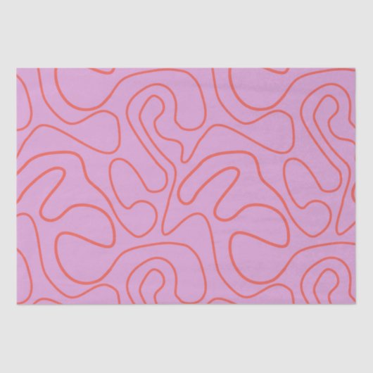 Retro Minimale Abstrakte Linien in Orange und Pink Seidenpapier (Vorderseite)