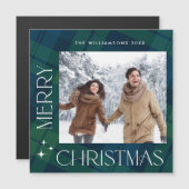 Retro Minimale Weihnachten Kariertes FOTO Magnetka Magnetkarte (Vorne/Hinten)