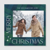 Retro Minimale Weihnachten Kariertes FOTO Magnetka Magnetkarte (Vorderseite)