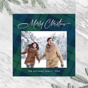 Retro Minimale Weihnachten Kariertes FOTO Magnetka Magnetkarte