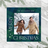 Retro Minimale Weihnachten Kariertes FOTO Magnetka Magnetkarte