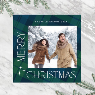 Retro Minimale Weihnachten Kariertes FOTO Magnetka Magnetkarte