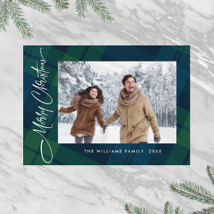 Retro Minimale Weihnachten Kariertes FOTO Magnetka Magnetkarte