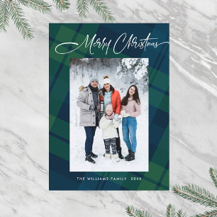 Retro Minimale Weihnachten Kariertes FOTO Magnetka Magnetkarte