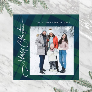 Retro Minimale Weihnachten Kariertes FOTO Magnetka Magnetkarte