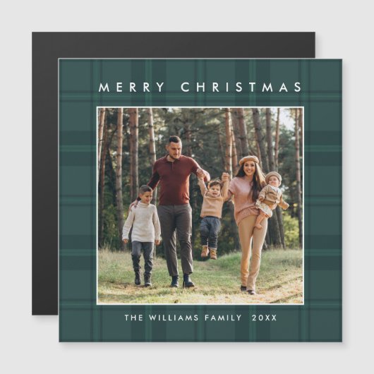 Retro Minimale Weihnachten Kariertes FOTO Magnetka Magnetkarte (Vorne/Hinten)