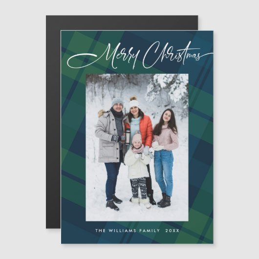 Retro Minimale Weihnachten Kariertes FOTO Magnetka Magnetkarte (Vorne/Hinten)