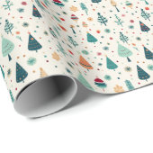 Retro Minimale Weihnachtsbaummuster Geschenkpapier (Rolleneckpunkt)