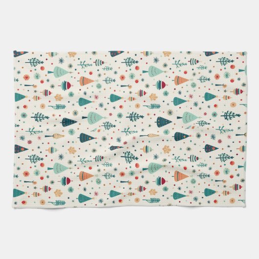 Retro Minimale Weihnachtsbaummuster Geschirrtuch (Horizontal)