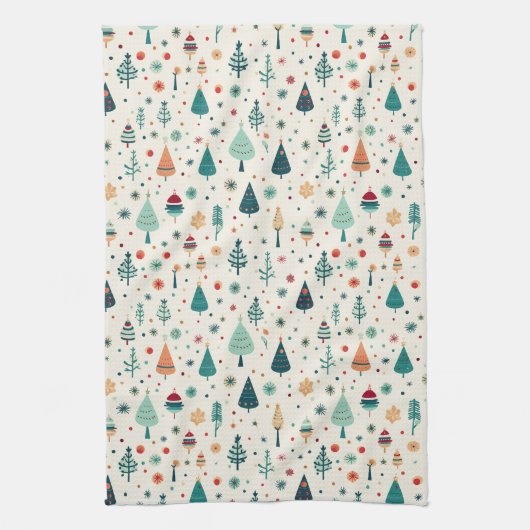 Retro Minimale Weihnachtsbaummuster Geschirrtuch (Vertikal)