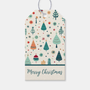 Retro Minimaler Weihnachtsbaum Muster Geschenkanhänger