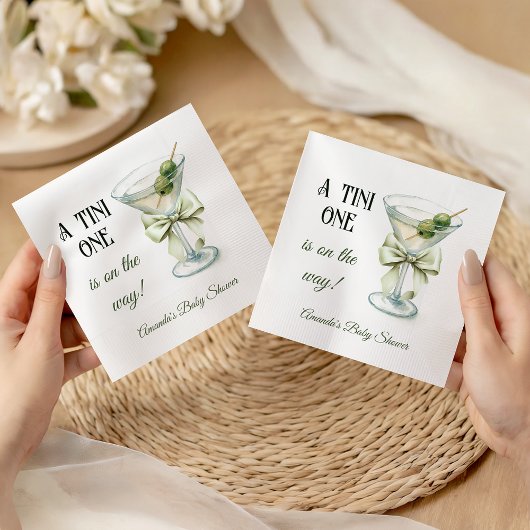 Retro-Minimalist A Tini One Baby-Shower Serviette