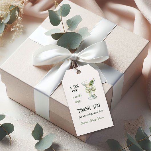 Retro Minimalist A Tini One Martini Baby Shower Geschenkanhänger