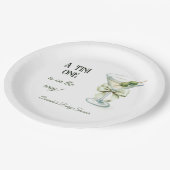 Retro Minimalist A Tini One Martini Baby Shower Pappteller (Schrägansicht)