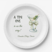 Retro Minimalist A Tini One Martini Baby Shower Pappteller (Vorderseite)